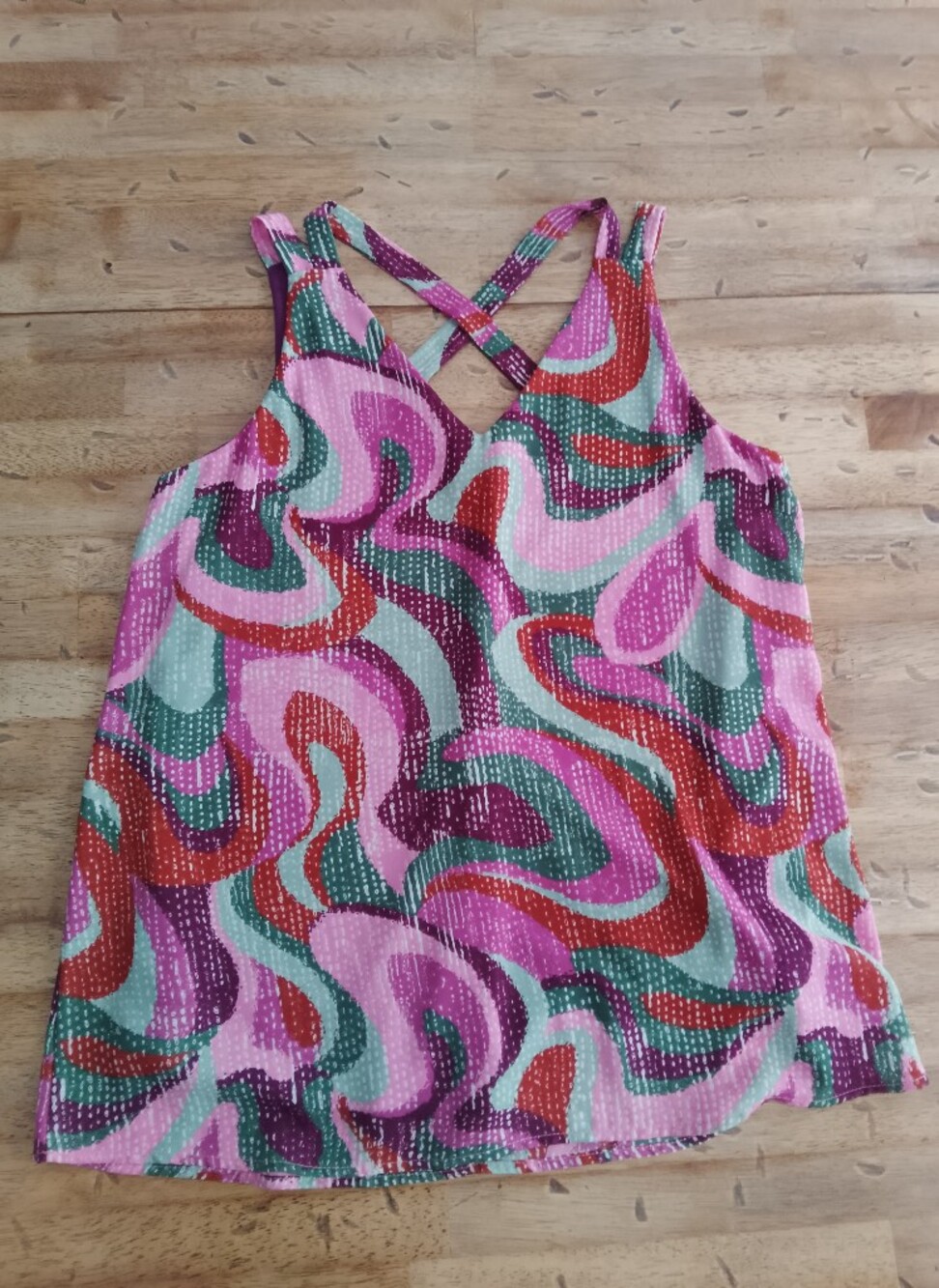Adrienne Abstract Artsy Multi-Color Printed Sleeveless Top small